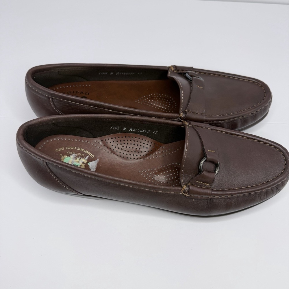 SAS Jewel Shoes Womens 10.5 N Tripad Comfort Slip On Moc Toe Loafers Flats Brown